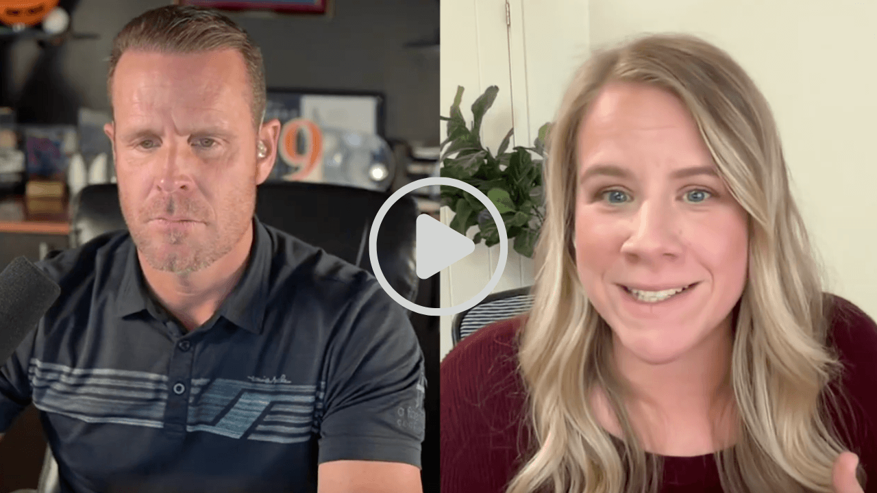 alyssa abbott and brad levitt talk on a podcast